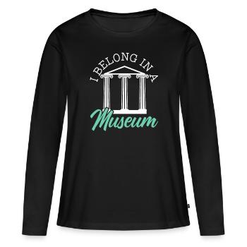 J’appartiens à un amoureux du musée Conservateur de musée - T-shirt manches longues Premium bio Femme - noir - Devant - Julia (174cm)