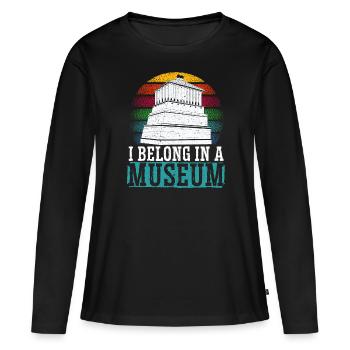 J’appartiens à un amoureux du musée Conservateur de musée - T-shirt manches longues Premium bio Femme - noir - Devant - Julia (174cm)