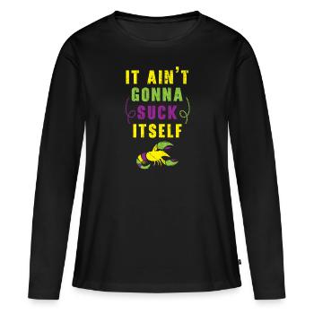 Il ne va pas se sucer Mardi Gras d’écrevisses - T-shirt manches longues Premium bio Femme - noir - Devant - Julia (174cm)