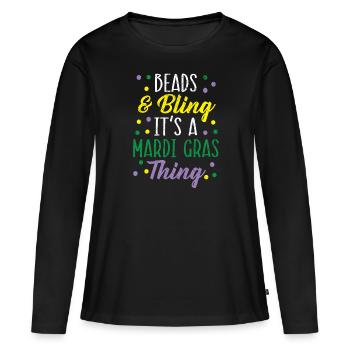 Perles et Bling C’est une chose de Mardi Gras Shenanigan - T-shirt manches longues Premium bio Femme - noir - Devant - Julia (174cm)
