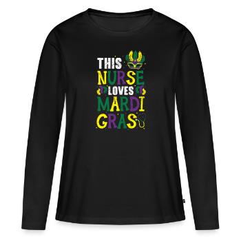 Cette infirmière adore Mardi Gras Nouvelle-Orléans Louisiane - T-shirt manches longues Premium bio Femme - noir - Devant - Julia (174cm)