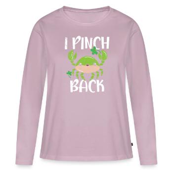 Je pince en arrière Saint-Patrick Fierté irlandaise Trèfle - T-shirt manches longues Premium bio Femme - rose poudré - Devant - Julia (174cm)