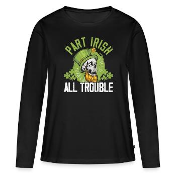 Teil Irish All Trouble Shamrock St. Patricks Day - Frauen Premium Bio Langarmshirt - Schwarz - Vorne - Julia (174cm)