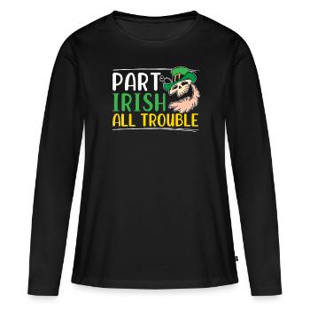 Teil Irish All Trouble Shamrock St. Patricks Day - Frauen Premium Bio Langarmshirt - Schwarz - Vorne - Julia (174cm)
