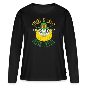 Smart And Sassy Irish Lassie St. Patricks Day - Frauen Premium Bio Langarmshirt - Schwarz - Vorne - Julia (174cm)