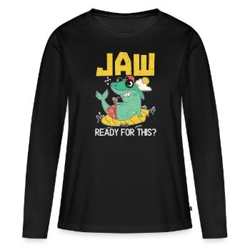Mâchoire prête pour cet amoureux des requins Biologiste marin - T-shirt manches longues Premium bio Femme - noir - Devant - Julia (174cm)