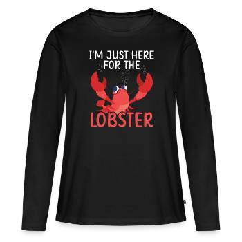 Je suis juste ici pour les fruits de mer de langoustes de homard - T-shirt manches longues Premium bio Femme - noir - Devant - Julia (174cm)