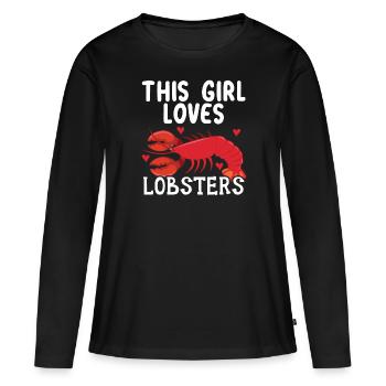 This Girl Loves Lobsters Crawfish Eater Seafood - Women's Premium Organic Long Sleeve Shirt - black - Front - Julia (174cm)