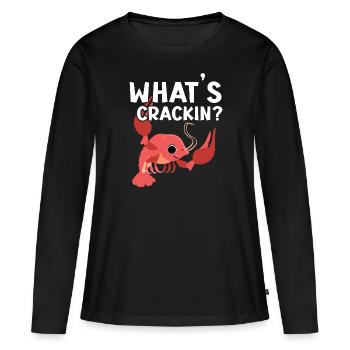 What's Crackin Crawfish Eater Seafood Lobster - Women's Premium Organic Long Sleeve Shirt - black - Front - Julia (174cm)