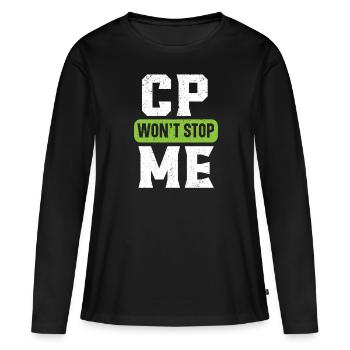 Ruban de sensibilisation à la paralysie cérébrale Le CP ne m’arrêtera pas - T-shirt manches longues Premium bio Femme - noir - Devant - Julia (174cm)