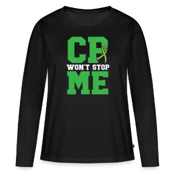 Ruban de sensibilisation à la paralysie cérébrale Le CP ne m’arrêtera pas - T-shirt manches longues Premium bio Femme - noir - Devant - Julia (174cm)