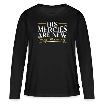 Ses miséricordes sont nouvelles chaque matin chrétien - T-shirt manches longues Premium bio Femme - noir - Devant - Julia (174cm)