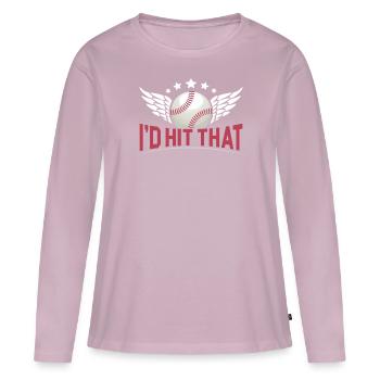 Ich würde diesen Baseballspieler Baseballtrainer schlagen - Frauen Premium Bio Langarmshirt - Altrosa - Vorne - Julia (174cm)