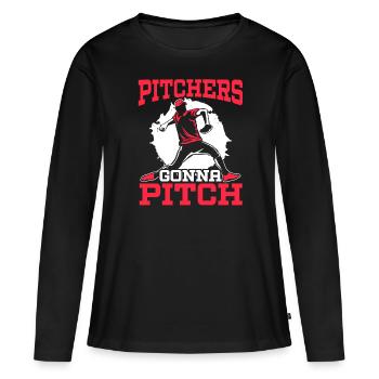 Pitcher gehen zum Pitch Baseballspieler Baseball-Fan - Frauen Premium Bio Langarmshirt - Schwarz - Vorne - Julia (174cm)