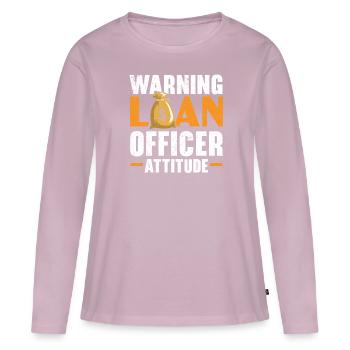 Avertissement Agent de crédit Attitude Mortgage Whisperer - T-shirt manches longues Premium bio Femme - rose poudré - Devant - Julia (174cm)