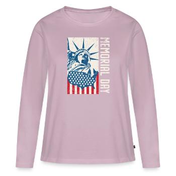 Patriotischer Veteran USA Flagge Amerikanischer Gedenktag - Frauen Premium Bio Langarmshirt - Altrosa - Vorne - Julia (174cm)