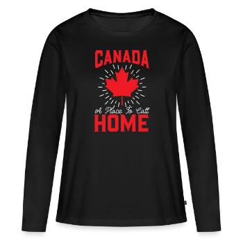 Happy Canada Day Canadian Canada Flag Maple Leaf - Women's Premium Organic Long Sleeve Shirt - black - Front - Julia (174cm)