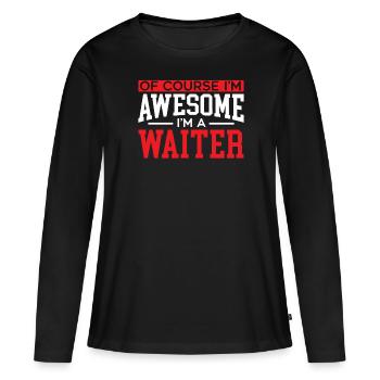 Je suis un serveur serveuse barman barman - T-shirt manches longues Premium bio Femme - noir - Devant - Julia (174cm)