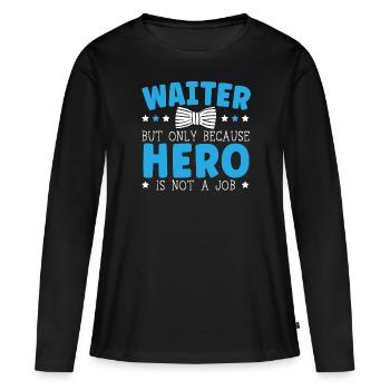 Serveur Serveuse Barman Mixologue Barman Bartending - T-shirt manches longues Premium bio Femme - noir - Devant - Julia (174cm)