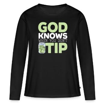 Serveur Serveuse Barman Mixologue Barman Bartending - T-shirt manches longues Premium bio Femme - noir - Devant - Julia (174cm)