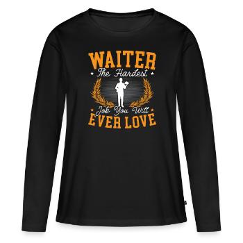 Serveur Serveuse Barman Mixologue Barman Bartending - T-shirt manches longues Premium bio Femme - noir - Devant - Julia (174cm)