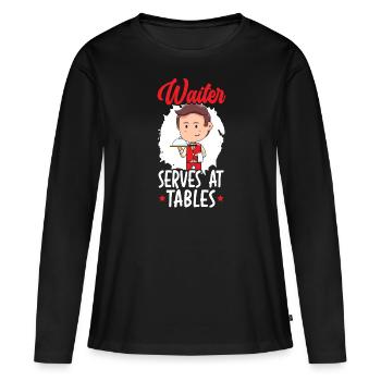 Serveur Serveuse Barman Mixologue Barman Bartending - T-shirt manches longues Premium bio Femme - noir - Devant - Julia (174cm)