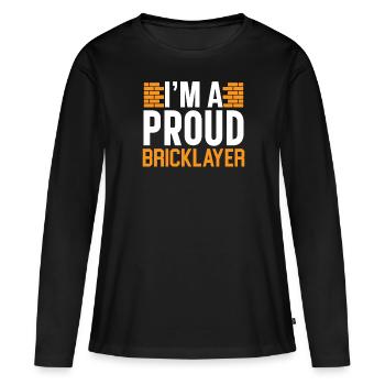 Briques Briques Ouvrier de la construction Briqueteur-maçon - T-shirt manches longues Premium bio Femme - noir - Devant - Julia (174cm)