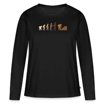 Briques Briques Ouvrier de la construction Briqueteur-maçon - T-shirt manches longues Premium bio Femme - noir - Devant - Julia (174cm)