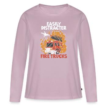 Easily Distracted By Firetrucks Firefight Fireman - Women's Premium Organic Long Sleeve Shirt - dusky pink - Front - Julia (174cm)