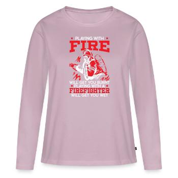Fireman Fire Rescue Firefighter Firetruck - Women's Premium Organic Long Sleeve Shirt - dusky pink - Front - Julia (174cm)