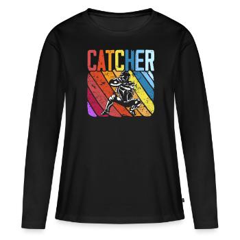 Amateur de baseball Joueur de baseball Receveur de baseball - T-shirt manches longues Premium bio Femme - noir - Devant - Julia (174cm)