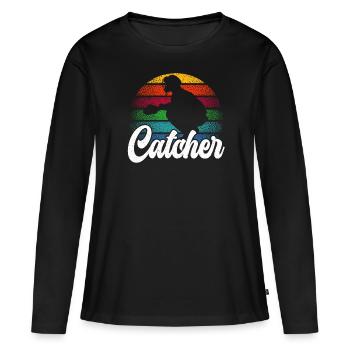 Amateur de baseball Joueur de baseball Receveur de baseball - T-shirt manches longues Premium bio Femme - noir - Devant - Julia (174cm)