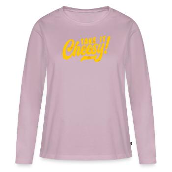 Take It Cheesy Food Lover Foodie Cheese Eater - T-shirt manches longues Premium bio Femme - rose poudré - Devant - Julia (174cm)
