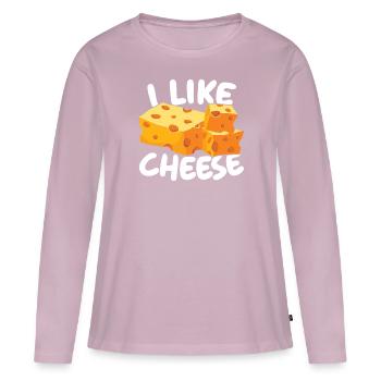J’aime Cheese Eater Cheesy Food Lover Foodie - T-shirt manches longues Premium bio Femme - rose poudré - Devant - Julia (174cm)
