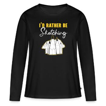 Esquisse Dessin Doodling Dessiner Dessinateur - T-shirt manches longues Premium bio Femme - noir - Devant - Julia (174cm)