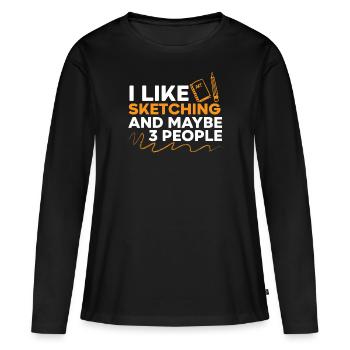 Esquisse Dessin Doodling Dessiner Dessinateur - T-shirt manches longues Premium bio Femme - noir - Devant - Julia (174cm)