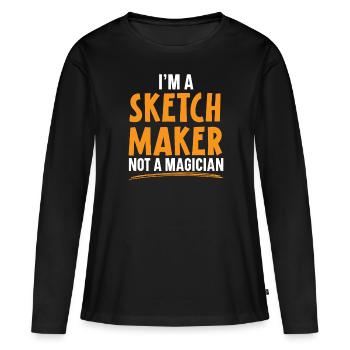 Esquisse Dessin Doodling Dessiner Dessinateur - T-shirt manches longues Premium bio Femme - noir - Devant - Julia (174cm)