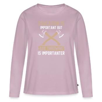 Axt werfen Beil Werfer Axt Wurf Holzfäller - Frauen Premium Bio Langarmshirt - Altrosa - Vorne - Julia (174cm)