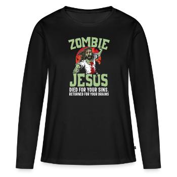 Athéisme Anti-religion Agnostique Libre Penseur Athée - T-shirt manches longues Premium bio Femme - noir - Devant - Julia (174cm)