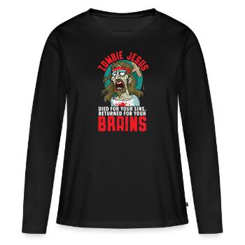 Athéisme Anti-religion Agnostique Libre Penseur Athée - T-shirt manches longues Premium bio Femme - noir - Devant - Julia (174cm)