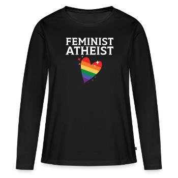 Athéisme Anti-religion Agnostique Libre Penseur Athée - T-shirt manches longues Premium bio Femme - noir - Devant - Julia (174cm)