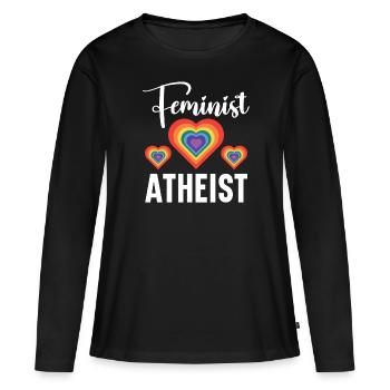 Athéisme Anti-religion Agnostique Libre Penseur Athée - T-shirt manches longues Premium bio Femme - noir - Devant - Julia (174cm)