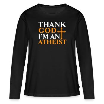 Athéisme Anti-religion Agnostique Libre Penseur Athée - T-shirt manches longues Premium bio Femme - noir - Devant - Julia (174cm)