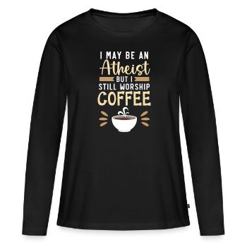 Athéisme Anti-religion Agnostique Libre Penseur Athée - T-shirt manches longues Premium bio Femme - noir - Devant - Julia (174cm)