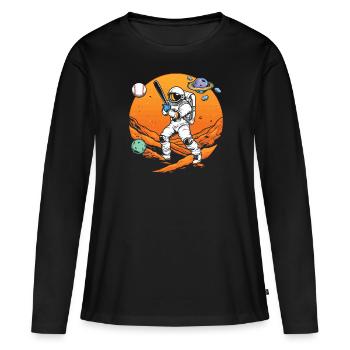 Baseball Astronaut Baseball Player Outerspace - Women's Premium Organic Long Sleeve Shirt - black - Front - Julia (174cm)
