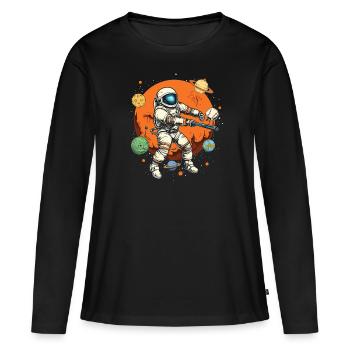 Baseball Astronaut Baseball Player Outerspace - Women's Premium Organic Long Sleeve Shirt - black - Front - Julia (174cm)