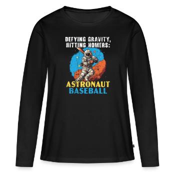 Baseball Astronaut Baseball Player Outerspace - Women's Premium Organic Long Sleeve Shirt - black - Front - Julia (174cm)
