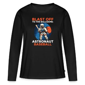 Baseball Astronaut Baseball Player Outerspace - Women's Premium Organic Long Sleeve Shirt - black - Front - Julia (174cm)
