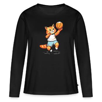 Basketball Cat Basketteur Joueur de basket-ball J’aime le basket-ball - T-shirt manches longues Premium bio Femme - noir - Devant - Julia (174cm)