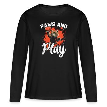 Basketball Cat Basketteur Joueur de basket-ball J’aime le basket-ball - T-shirt manches longues Premium bio Femme - noir - Devant - Julia (174cm)